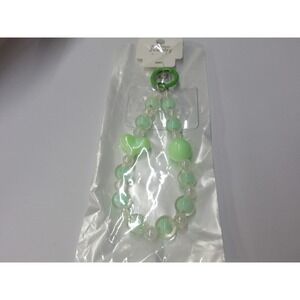 Mint Green Beaded Phone Strap Heart Charm Iridescent‎ Wristlet / #26690